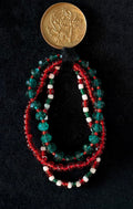 Clement handcrafted red, white & green Christmas beaded bracelet — Amelia Heir Art