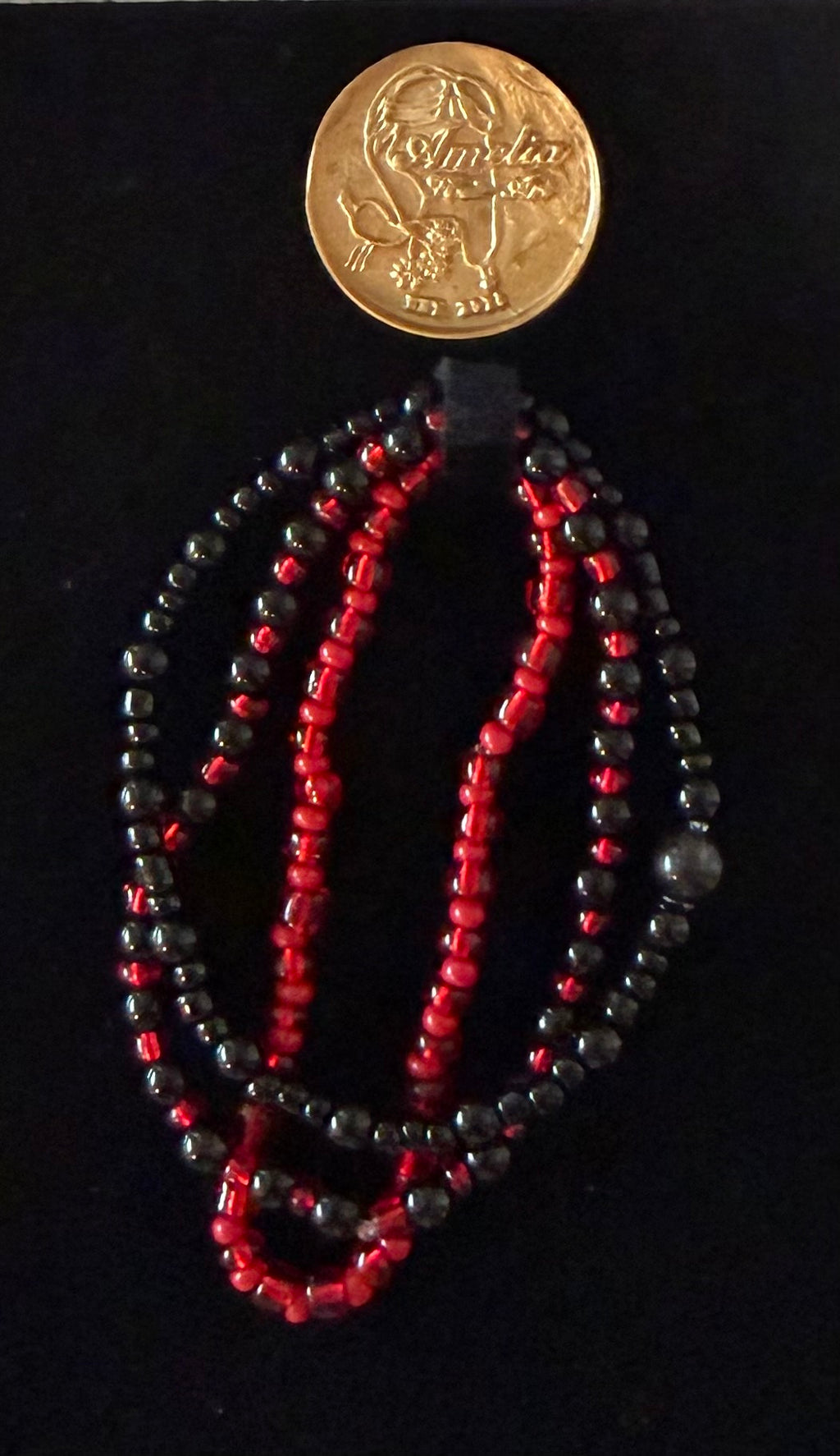 Ebenezer handcrafted black & red Christmas beaded bracelet inspired by A Christmas Carol — Amelia Heir Art