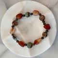 Mason Bracelet, tiger eye, dyed agate, and mint dyed imperial jasper