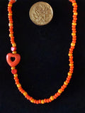 Morgan heart bead necklace with three hearts in a bright cheerful palette — handmade jewelry by Amelia Heir Art Design