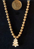Sign of the Season handcrafted gold pearl & white glass beaded necklace with gingerbread Christmas tree pendant — Amelia Heir Art